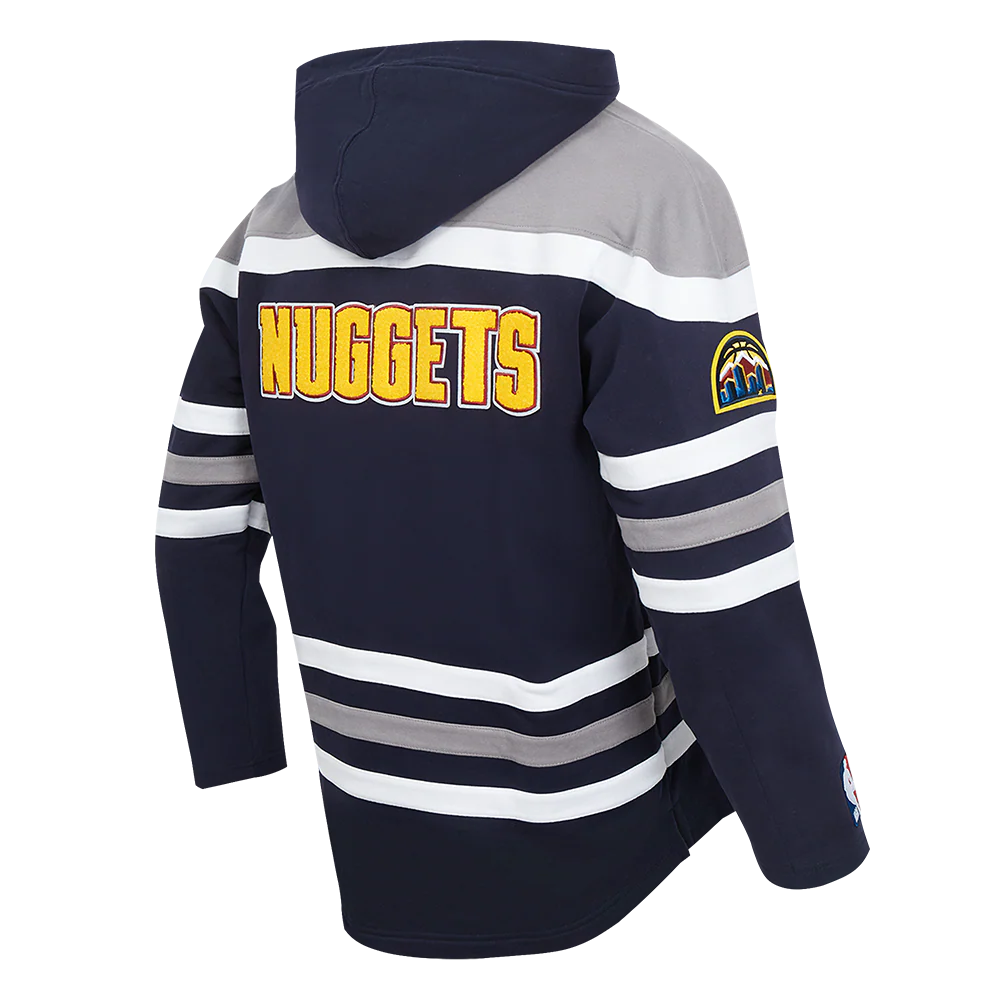 NBA DENVER NUGGETS NIKOLA JOKIC #15 CLASSIC MEN'S FLEECE COLORBLOCK PULLOVER HOODIE (MIDNIGHT NAVY/GREY/WHITE) - Image 4
