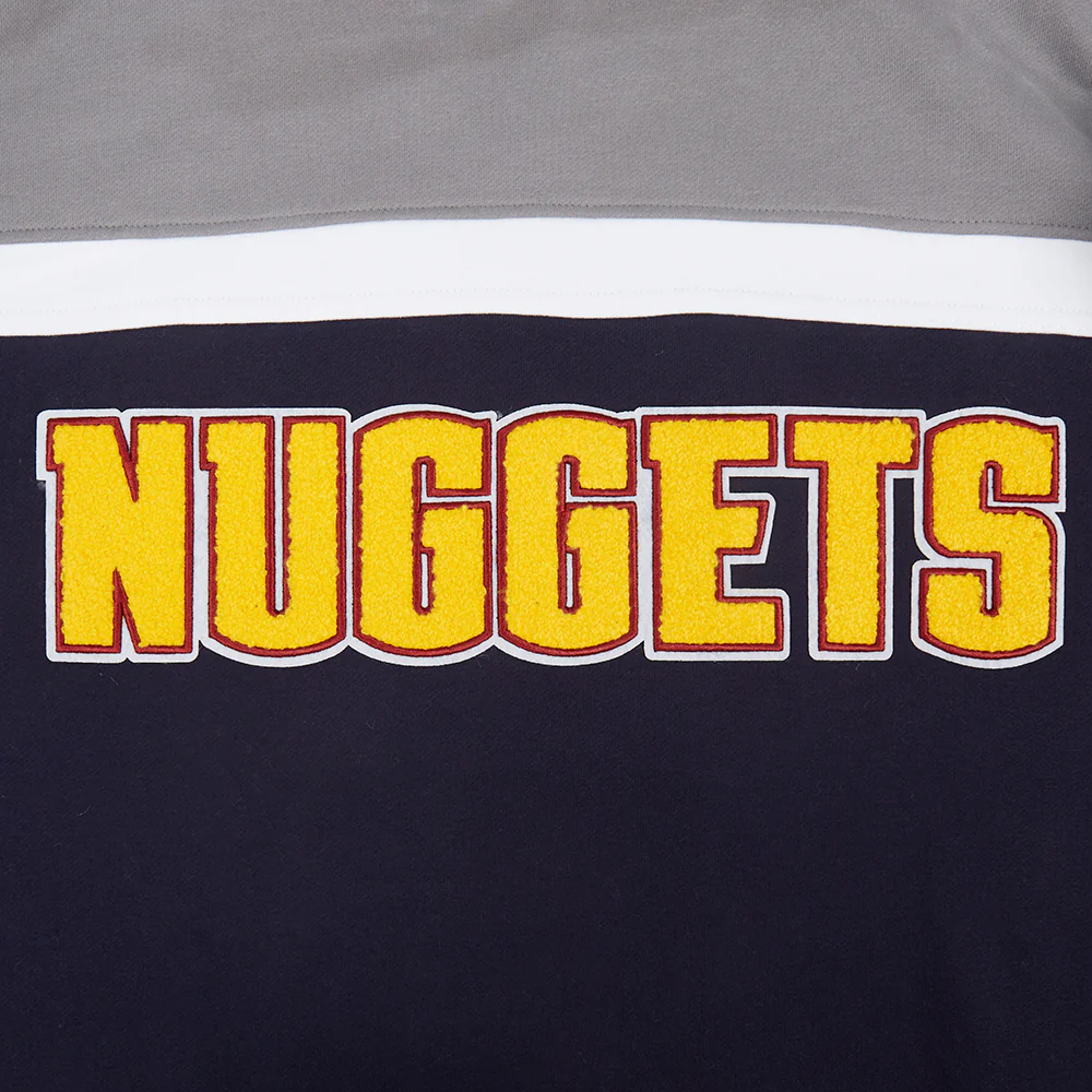 NBA DENVER NUGGETS NIKOLA JOKIC #15 CLASSIC MEN'S FLEECE COLORBLOCK PULLOVER HOODIE (MIDNIGHT NAVY/GREY/WHITE) - Image 9