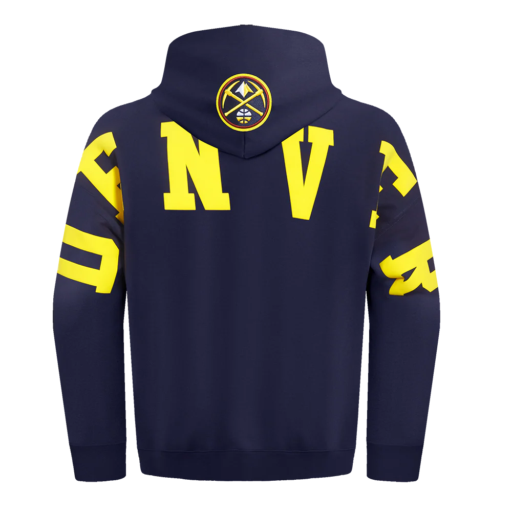 NBA DENVER NUGGETS WINGSPAN MEN'S DROP SHOULDER FLEECE PULLOVER HOODIE (MIDNIGHT NAVY) - Image 5