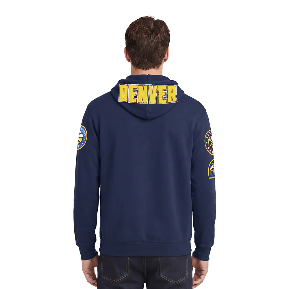 NBA DENVER NUGGETS CLASSIC CHENILLE MEN'S FULL ZIP HOODIE (MIDNIGHT NAVY) - Image 2