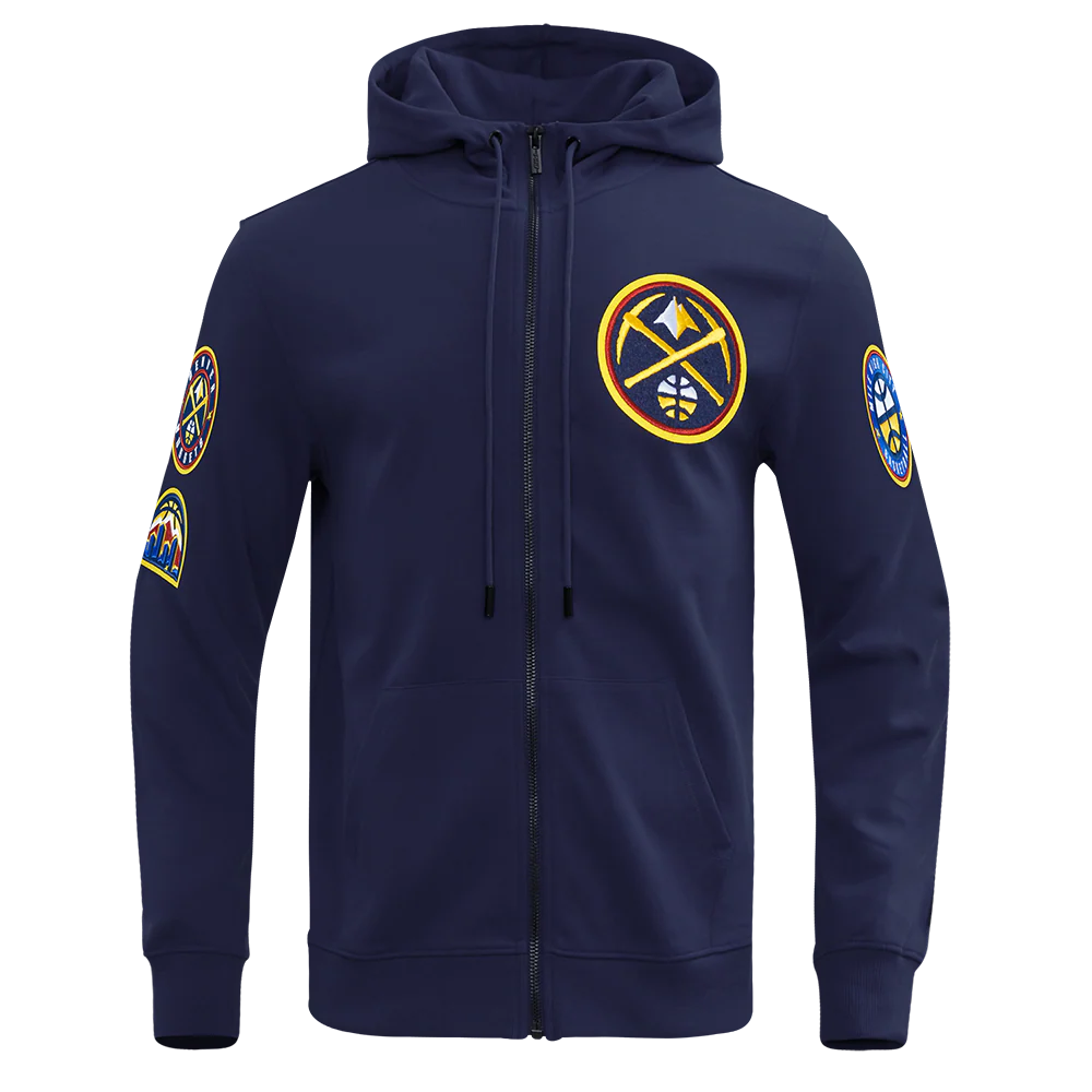 NBA DENVER NUGGETS CLASSIC CHENILLE MEN'S FULL ZIP HOODIE (MIDNIGHT NAVY) - Image 3