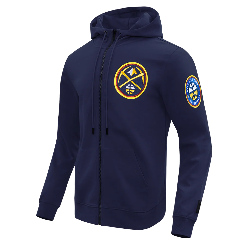 NBA DENVER NUGGETS CLASSIC CHENILLE MEN'S FULL ZIP HOODIE (MIDNIGHT NAVY) - Image 4