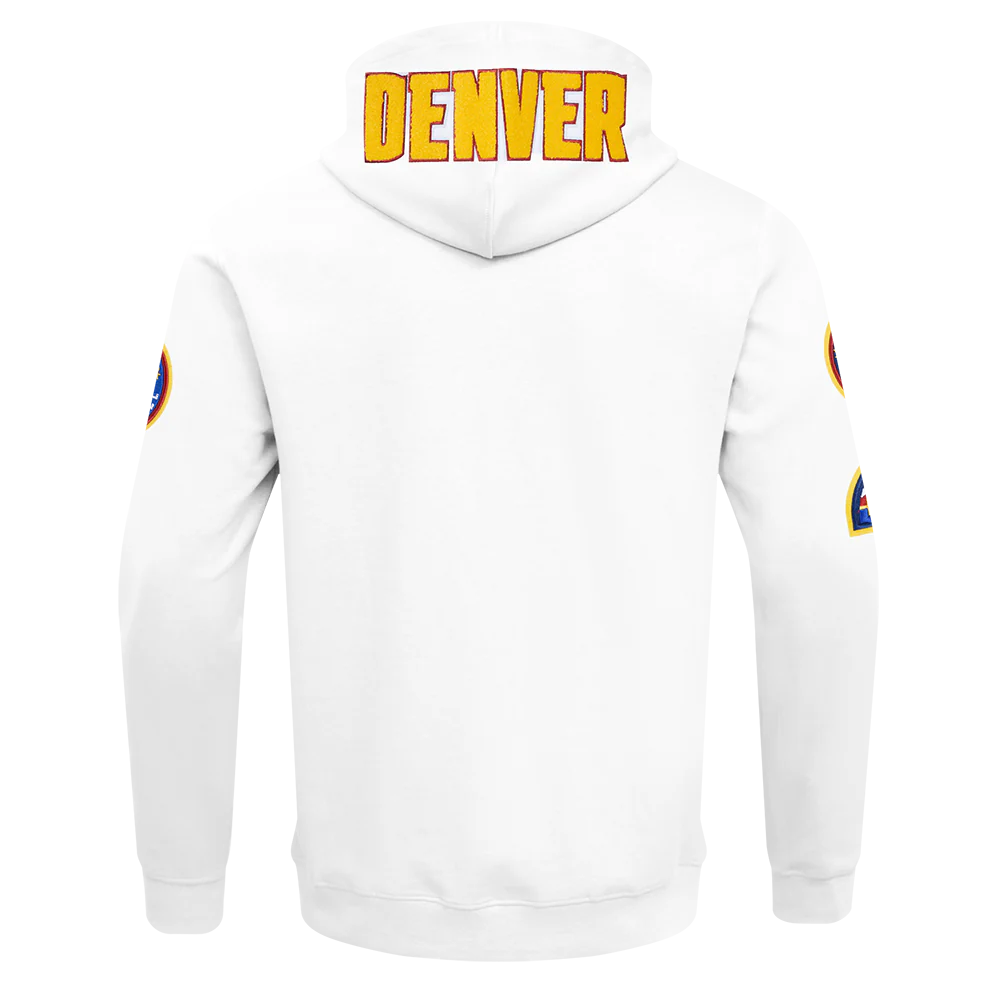 NBA DENVER NUGGETS CLASSIC CHENILLE MEN'S DK FULL ZIP PULLOVER HOODIE (WHITE) - Image 3