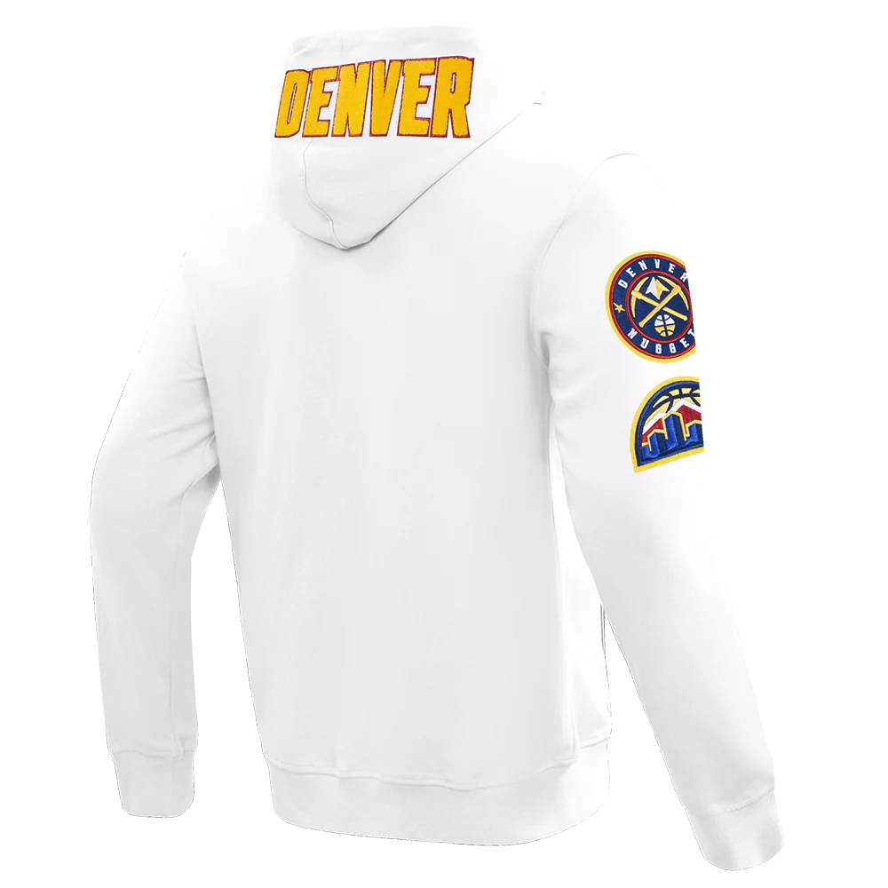NBA DENVER NUGGETS CLASSIC CHENILLE MEN'S DK FULL ZIP PULLOVER HOODIE (WHITE) - Image 4