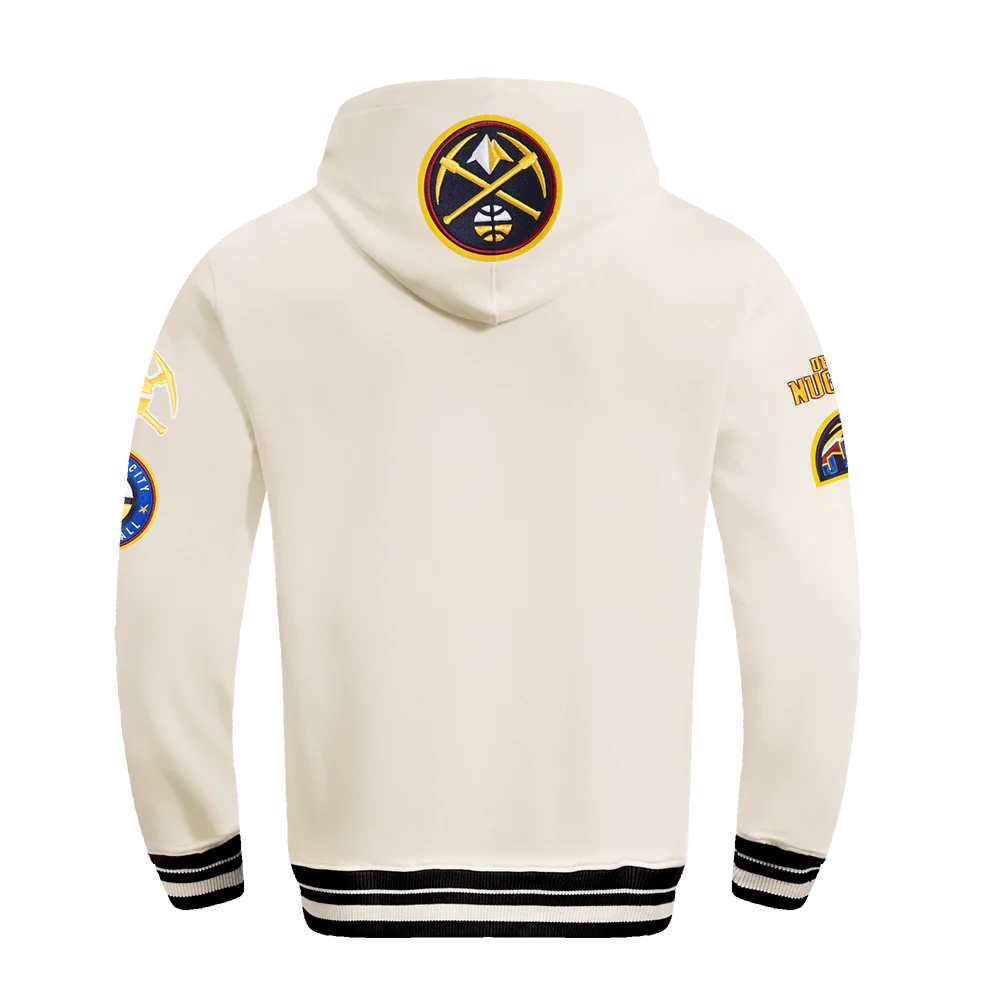 NBA DENVER NUGGETS RETRO CLASSIC MEN'S RIB PULLOVER HOODIE (EGGSHELL/ MIDNIGHT NAVY) - Image 3