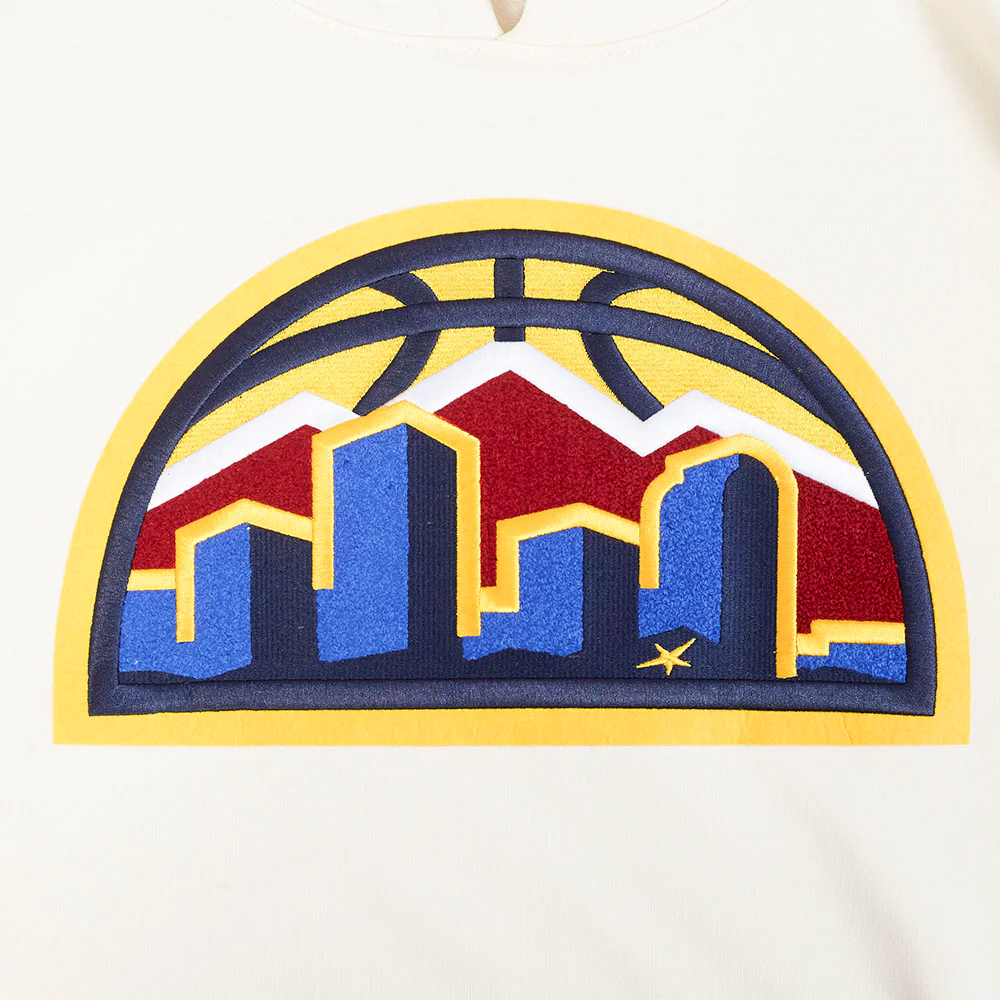 NBA DENVER NUGGETS RETRO CLASSIC MEN'S RIB PULLOVER HOODIE (EGGSHELL/ MIDNIGHT NAVY) - Image 5