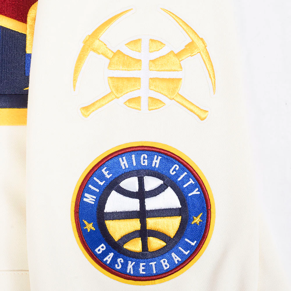 NBA DENVER NUGGETS RETRO CLASSIC MEN'S RIB PULLOVER HOODIE (EGGSHELL/ MIDNIGHT NAVY) - Image 8