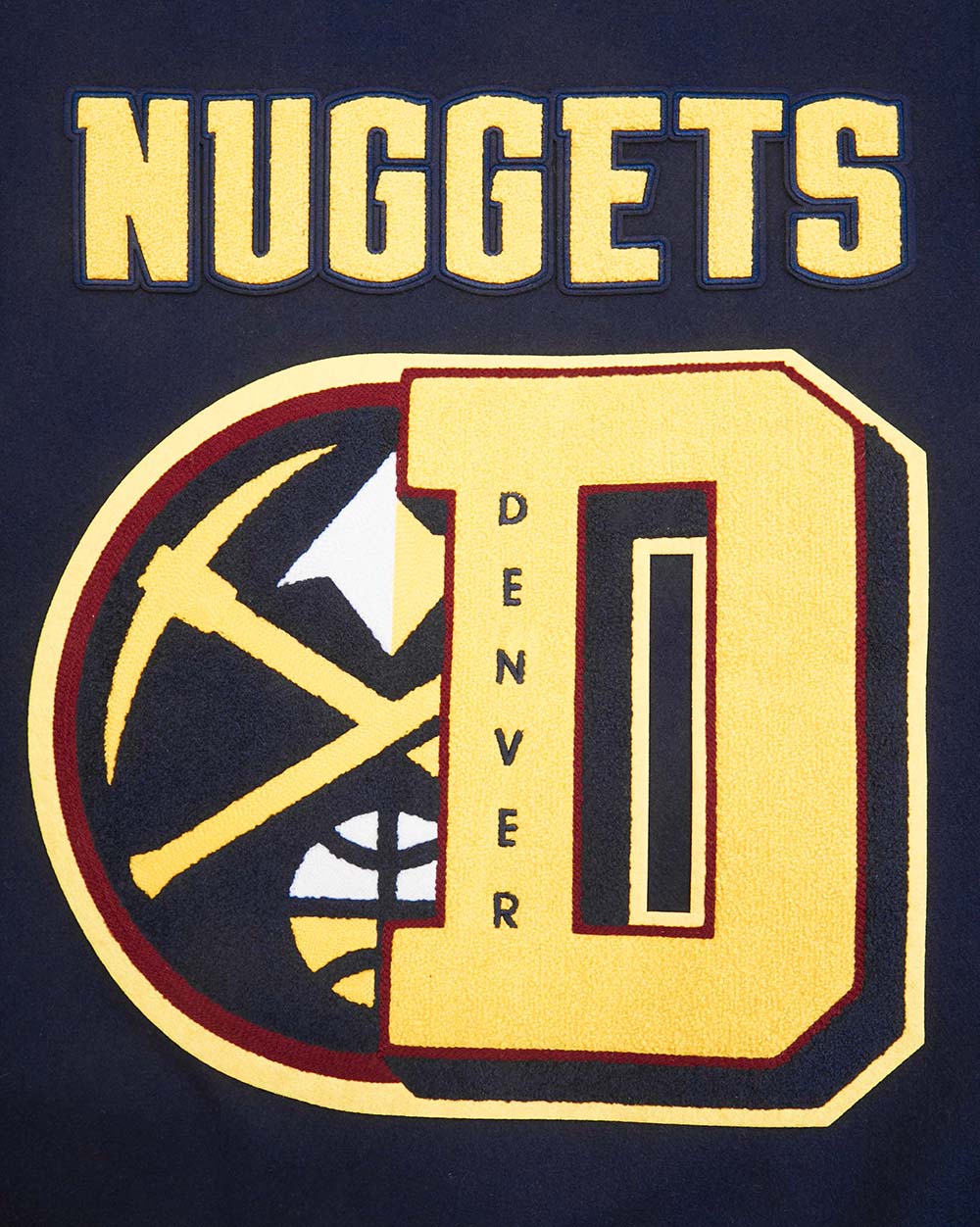NBA DENVER NUGGETS MASHUP MEN'S RIB WOOL VARSITY JACKET (MIDNIGHT NAVY/WHITE) - Image 7