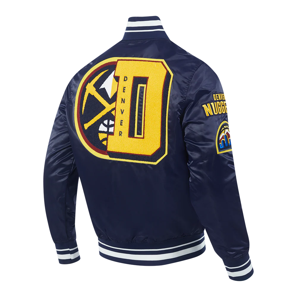 NBA DENVER NUGGETS MASHUP MEN'S RIB SATIN JACKET (MIDNIGHT NAVY) - Image 4