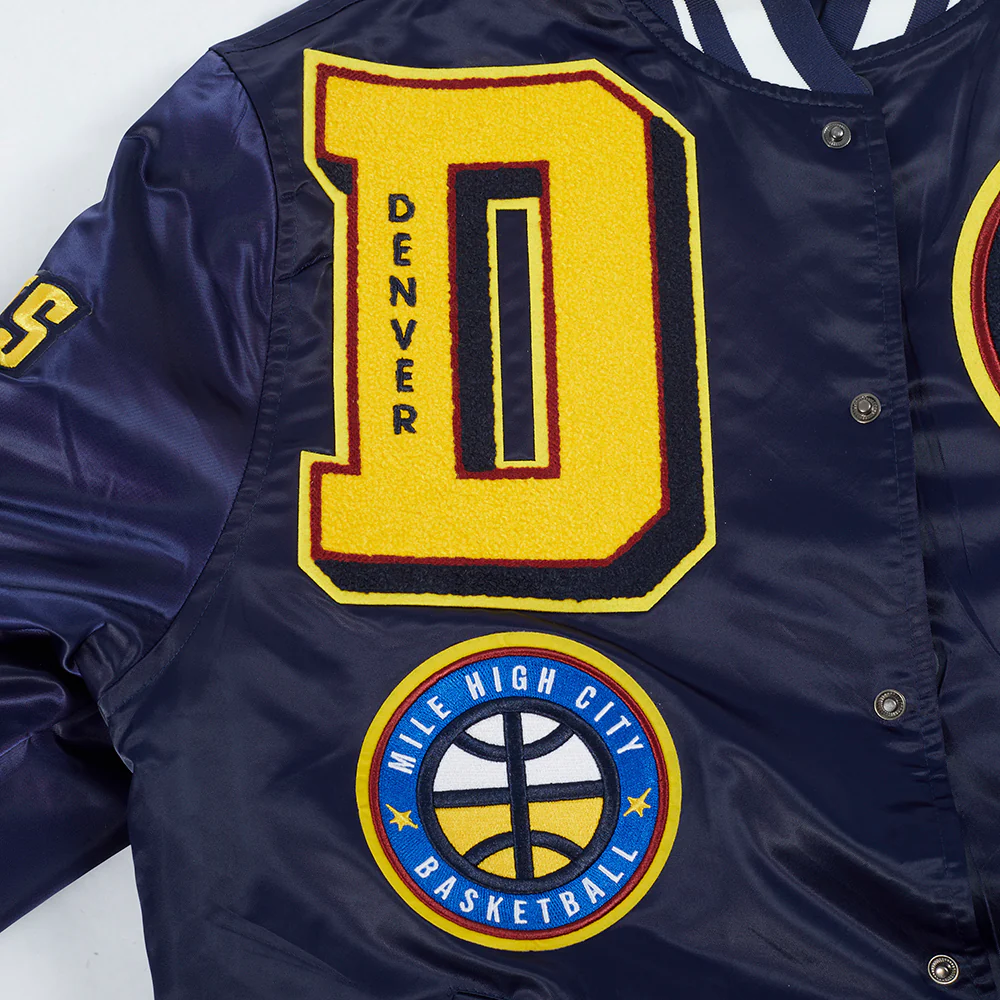 NBA DENVER NUGGETS MASHUP MEN'S RIB SATIN JACKET (MIDNIGHT NAVY) - Image 6