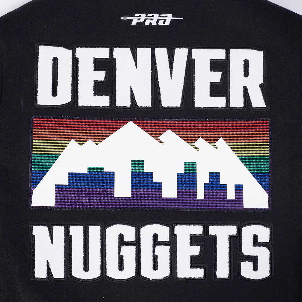 NBA DENVER NUGGETS CITY EDITION 25-26 MEN'S RIB WOOL VARSITY JACKET (BLACK) - Image 6