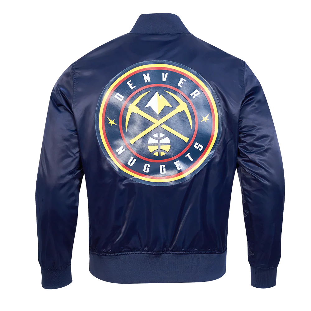 NBA DENVER NUGGETS TEAM BIG LOGO MEN'S SATIN JACKET (MIDNIGHT NAVY) - Image 3