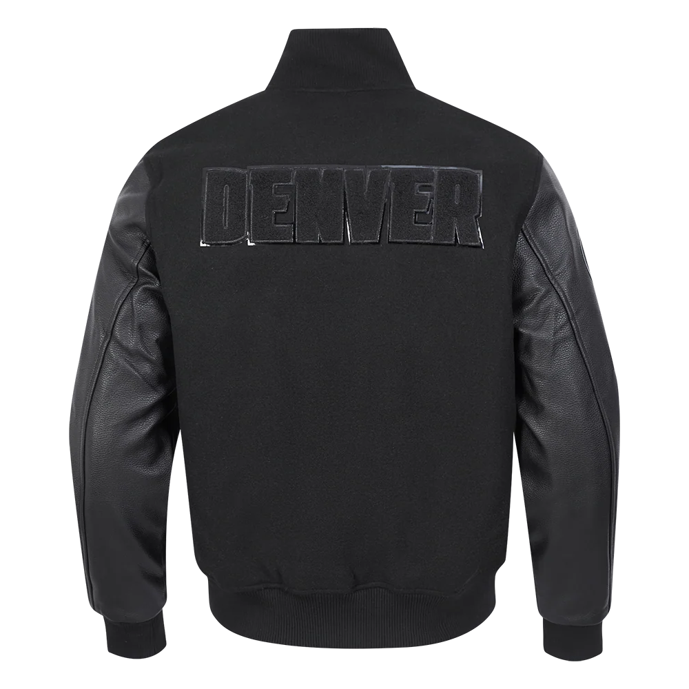NBA DENVER NUGGET TRIPLE BLACK WOOL MEN'S VARSITY JACKET (TRIPLE BLACK) - Image 3