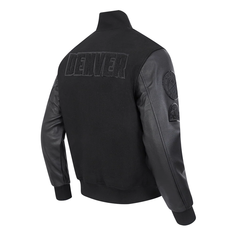 NBA DENVER NUGGET TRIPLE BLACK WOOL MEN'S VARSITY JACKET (TRIPLE BLACK) - Image 4