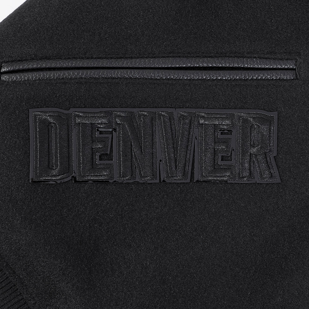 NBA DENVER NUGGET TRIPLE BLACK WOOL MEN'S VARSITY JACKET (TRIPLE BLACK) - Image 6
