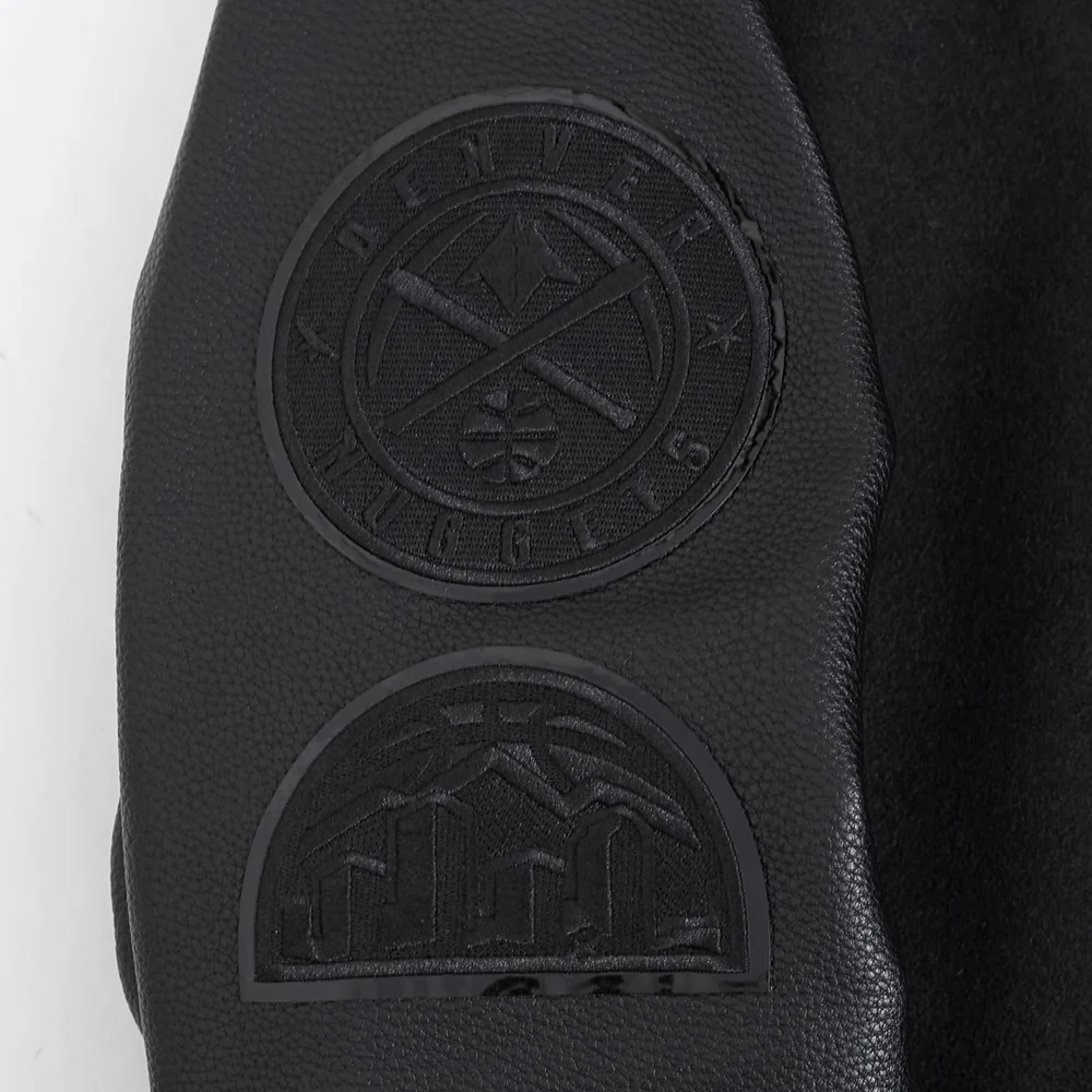 NBA DENVER NUGGET TRIPLE BLACK WOOL MEN'S VARSITY JACKET (TRIPLE BLACK) - Image 7