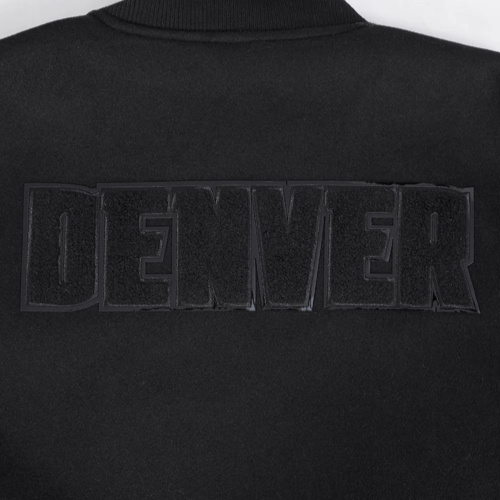 NBA DENVER NUGGET TRIPLE BLACK WOOL MEN'S VARSITY JACKET (TRIPLE BLACK) - Image 9