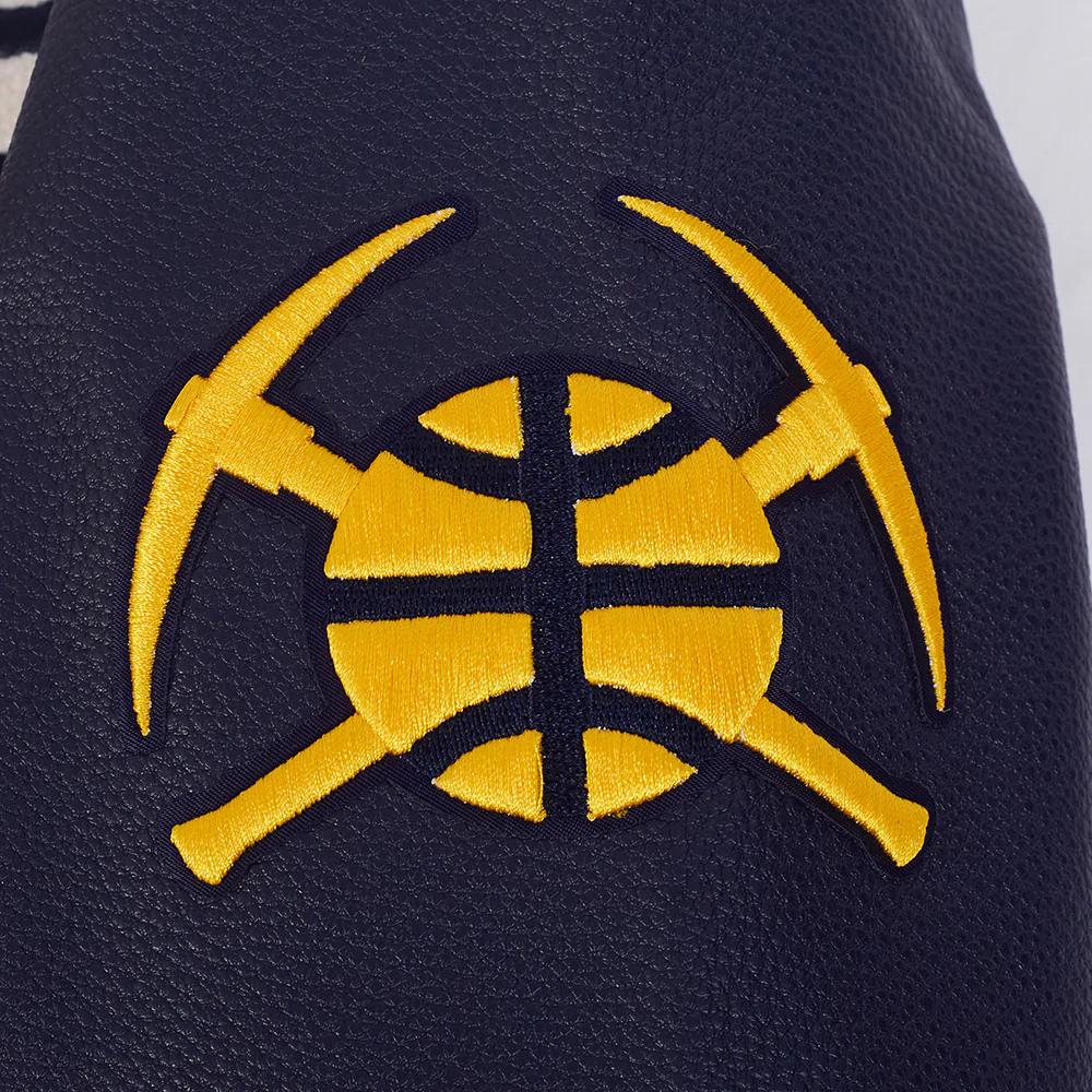 NBA DENVER NUGGETS RETRO CLASSIC MEN'S RIB WOOL VARSITY JACKET (EGGSHELL/ MIDNIGHT NAVY) - Image 8