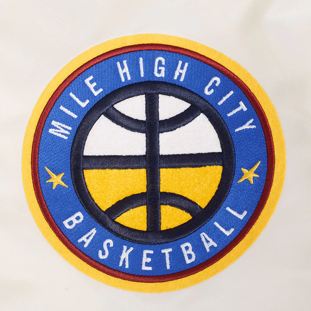NBA DENVER NUGGETS RETRO CLASSIC MEN'S RIB SATIN JACKET (EGGSHELL/ MIDNIGHT NAVY) - Image 8