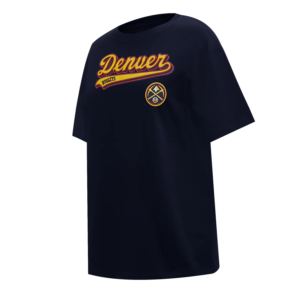 NBA DENVER NUGGETS SCRIPT TAIL WOMEN'S BOYFRIEND TEE (MIDNIGHT NAVY) - Image 2