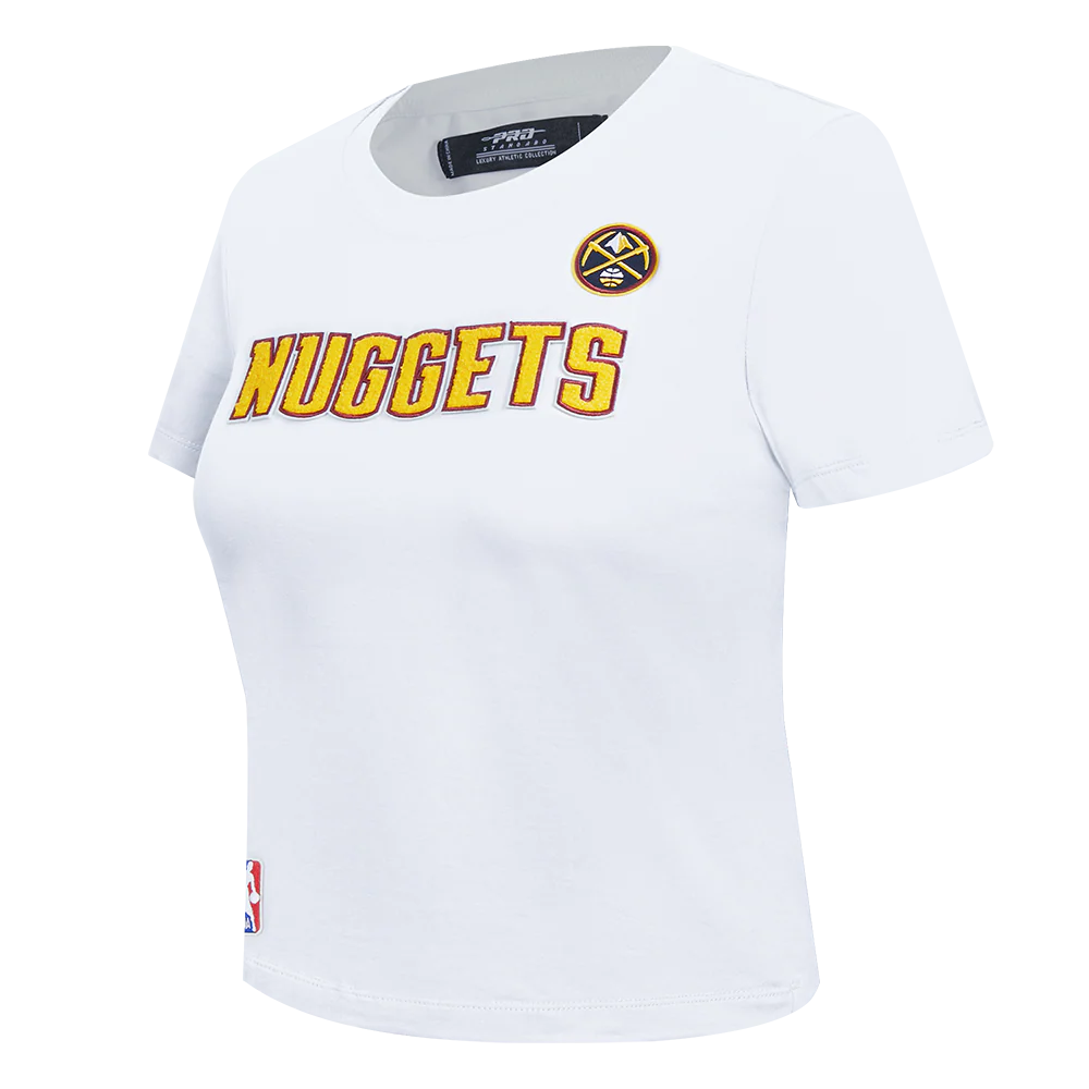 NBA DENVER NUGGETS CLASSIC SHORT SLEEVE WOMEN'S SINGLE JERSEY SLIM FIT TEE (WHITE) - Image 2