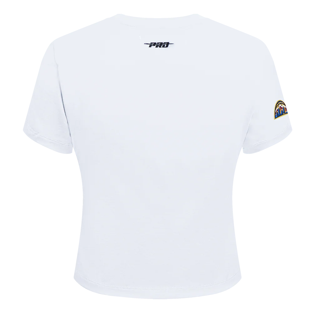 NBA DENVER NUGGETS CLASSIC SHORT SLEEVE WOMEN'S SINGLE JERSEY SLIM FIT TEE (WHITE) - Image 3