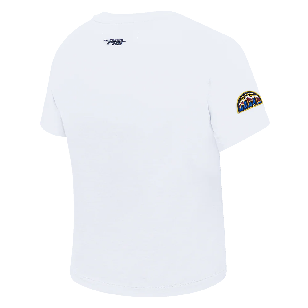 NBA DENVER NUGGETS CLASSIC SHORT SLEEVE WOMEN'S SINGLE JERSEY SLIM FIT TEE (WHITE) - Image 4
