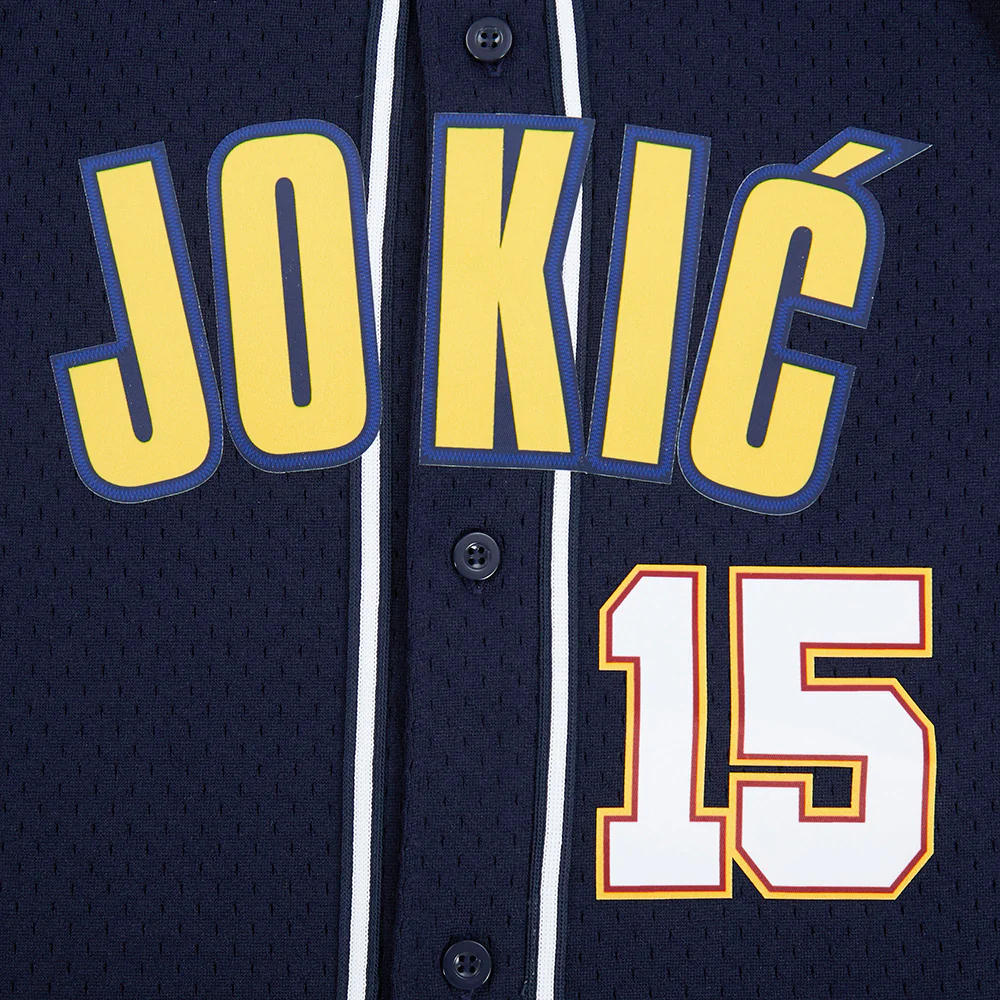 NBA DENVER NUGGETS NIKOLA JOKIC #15 CLASSIC PNN BIG BOY'S MESH BUTTON DOWN SHIRT (MIDNIGHT NAVY) - Image 5