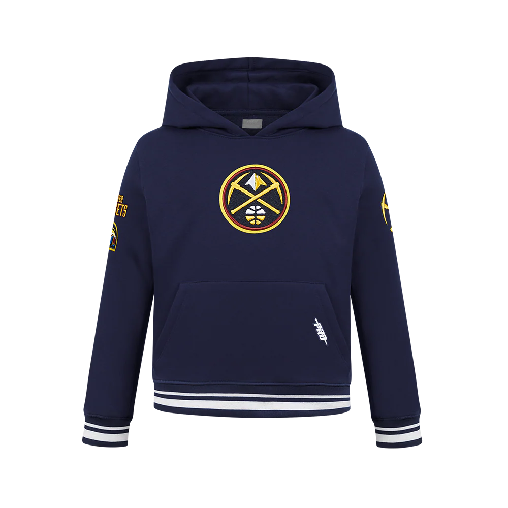 NBA DENVER NUGGETS RETRO CLASSIC BIG BOYS RIB FLEECE PULLOVER HOODIE (MIDNIGHT NAVY)