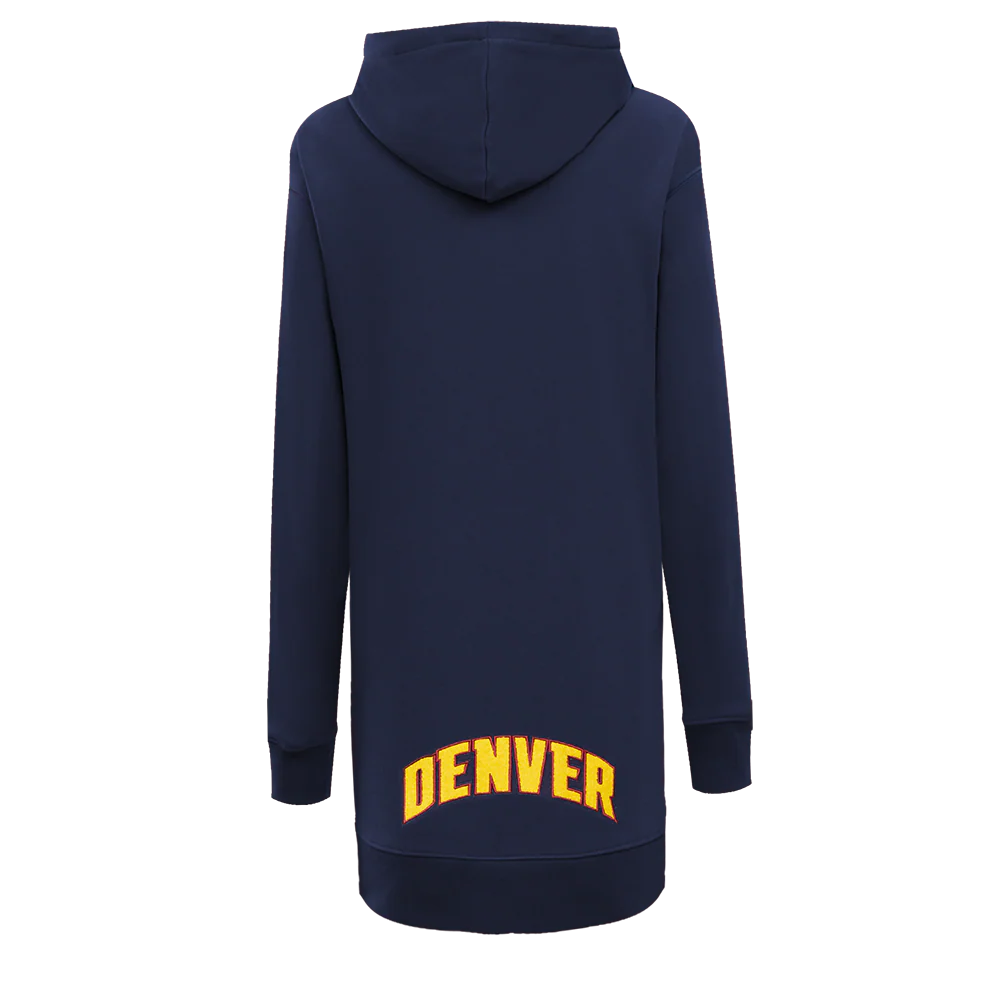NBA DENVER NUGGETS CLASSIC WOMEN'S FLEECE HOODIE DRESS (MIDNIGHT NAVY) - Image 3