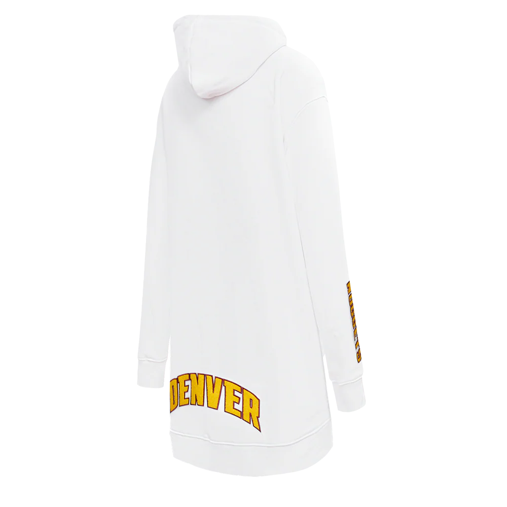NBA DENVER NUGGETS CLASSIC WOMEN'S FLEECE HOODIE DRESS (WHITE) - Image 4