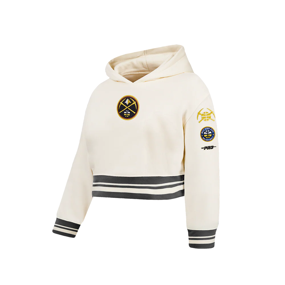 NBA DENVER NUGGETS RETRO CLASSIC BIG GIRL'S RIB FLC PO HOODIE (EGGSHELL/ MIDNIGHT NAVY) - Image 2