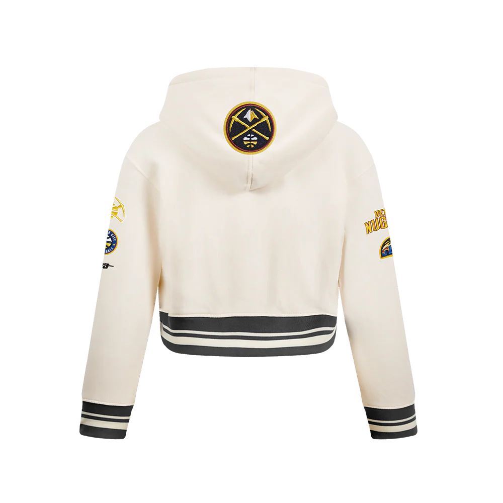 NBA DENVER NUGGETS RETRO CLASSIC BIG GIRL'S RIB FLC PO HOODIE (EGGSHELL/ MIDNIGHT NAVY) - Image 3