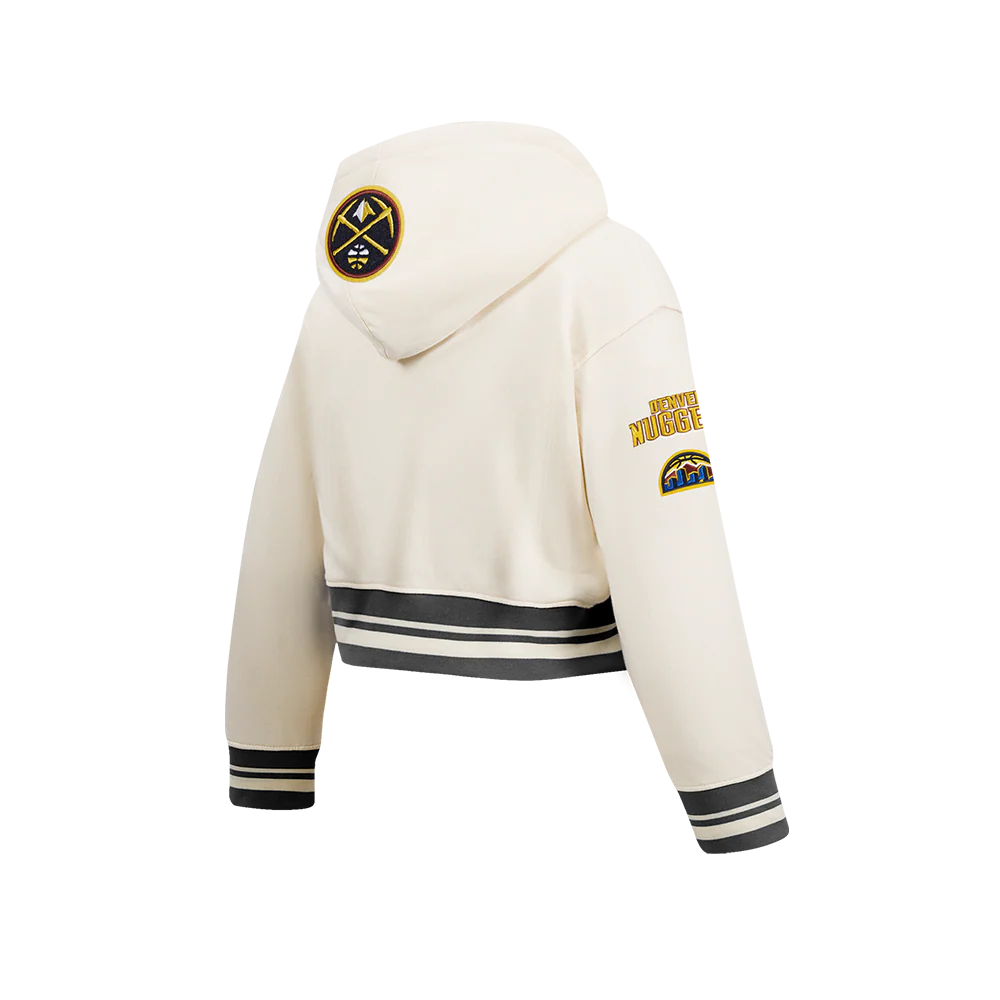 NBA DENVER NUGGETS RETRO CLASSIC BIG GIRL'S RIB FLC PO HOODIE (EGGSHELL/ MIDNIGHT NAVY) - Image 4