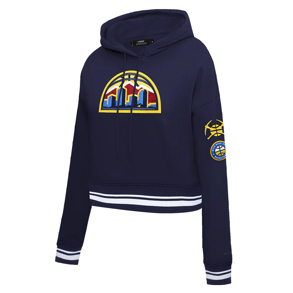 NBA DENVER NUGGETS RETRO CLASSIC WOMEN'S RIB CROPPED PULLOVER HOODIE (MIDNIGHT NAVY) - Image 2
