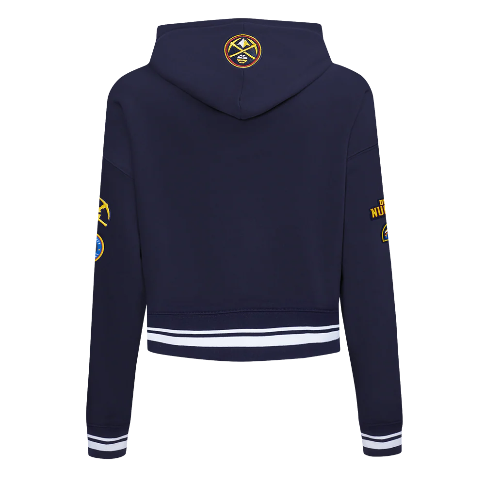 NBA DENVER NUGGETS RETRO CLASSIC WOMEN'S RIB CROPPED PULLOVER HOODIE (MIDNIGHT NAVY) - Image 3