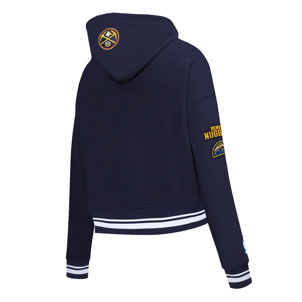 NBA DENVER NUGGETS RETRO CLASSIC WOMEN'S RIB CROPPED PULLOVER HOODIE (MIDNIGHT NAVY) - Image 4