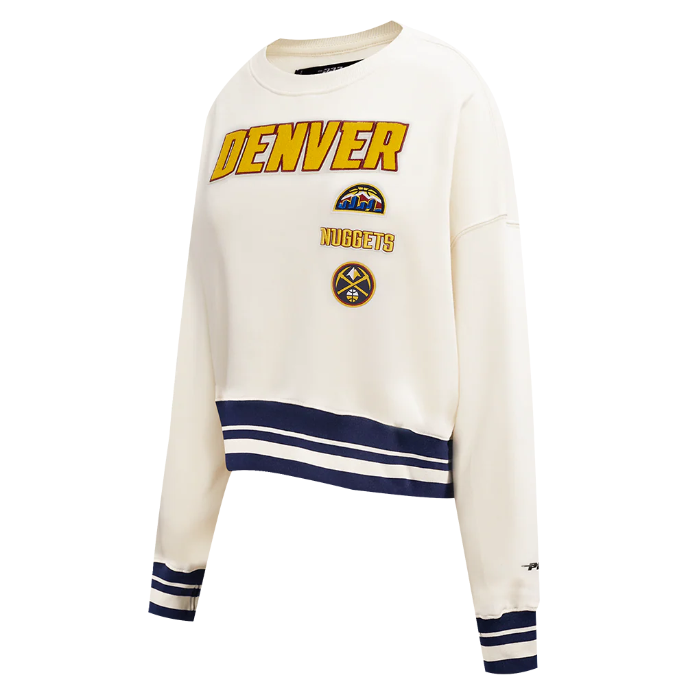 NBA DENVER NUGGETS RETRO CLASSIC WOMEN'S RIB CREWNECK (EGGSHELL/ MIDNIGHT NAVY) - Image 2