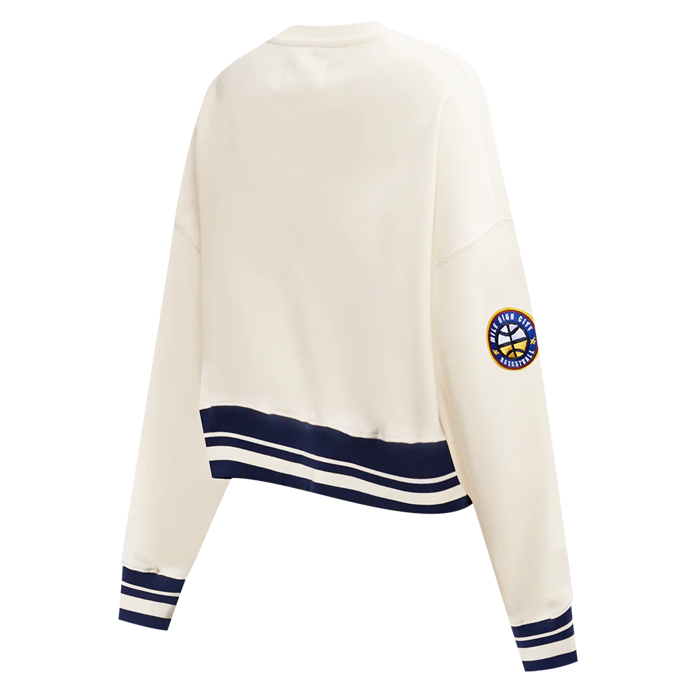 NBA DENVER NUGGETS RETRO CLASSIC WOMEN'S RIB CREWNECK (EGGSHELL/ MIDNIGHT NAVY) - Image 4