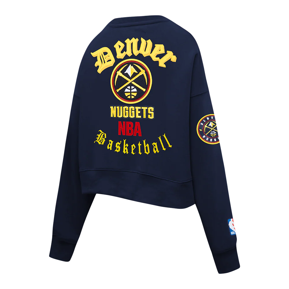 NBA DENVER NUGGETS OLD ENGLISH WOMEN'S FLC CREWNECK (MIDNIGHT NAVY) - Image 6