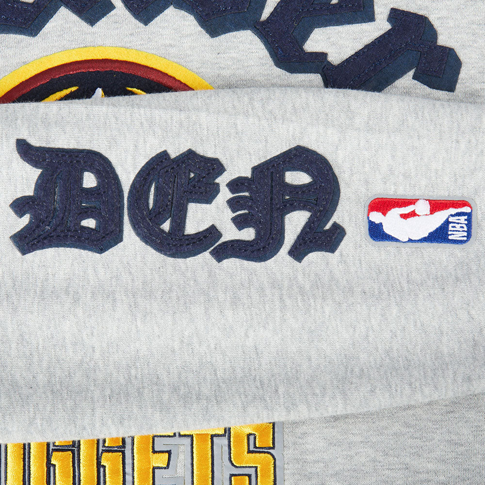 NBA DENVER NUGGETS OLD ENGLISH WOMEN'S FLC CROPPED PO HOODIE (HEATHER GREY) - Image 9