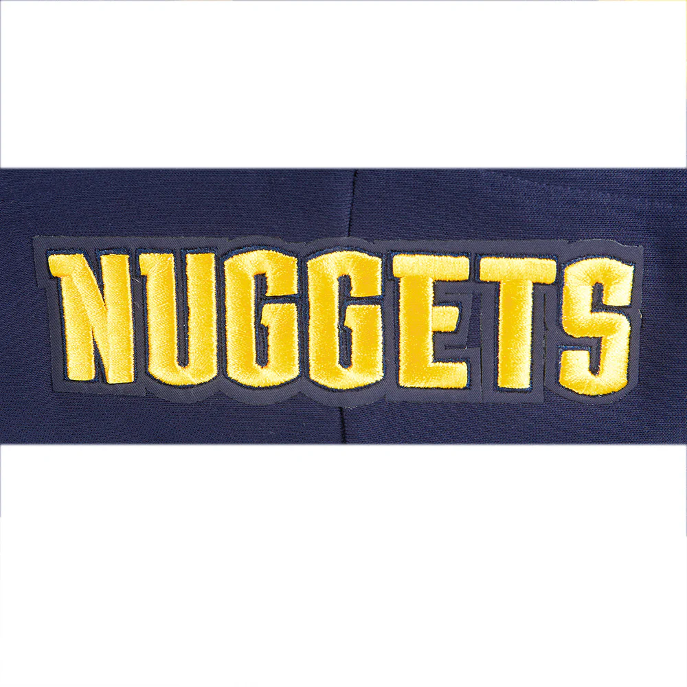 NBA DENVER NUGGETS OLD ENGLISH WOMEN'S FLC CROPPED PO HOODIE (MIDNIGHT NAVY) - Image 7