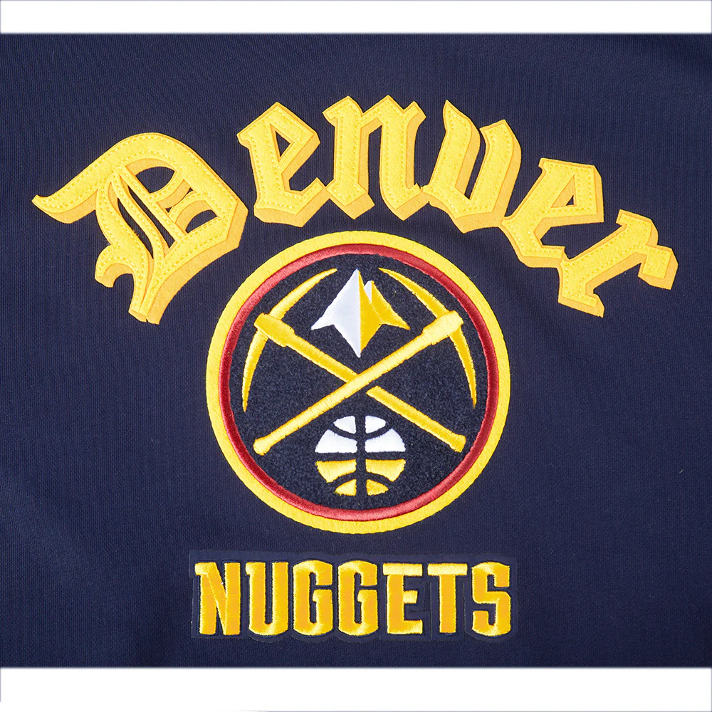 NBA DENVER NUGGETS OLD ENGLISH WOMEN'S FLC CROPPED PO HOODIE (MIDNIGHT NAVY) - Image 9