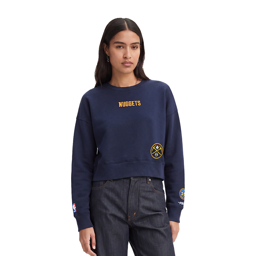 NBA DENVER NUGGETS WINGSPAN WOMEN'S FLC CREWNECK (MIDNIGHT NAVY) - Image 2