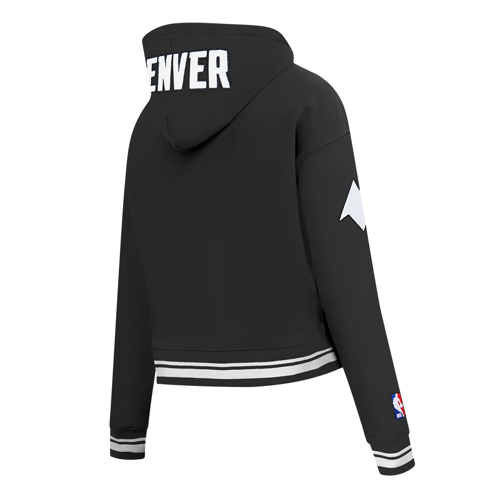 NBA DENVER NUGGETS CITY EDITION 25-26 WOMEN'S RIB FLC CROPPED PO HOODIE (BLACK) - Image 4