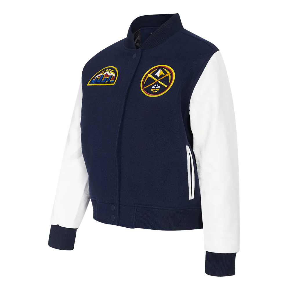 NBA DENVER NUGGETS CLASSIC WOMEN'S WOOL VARSITY JACKET (MIDNIGHT NAVY/WHITE) - Image 2