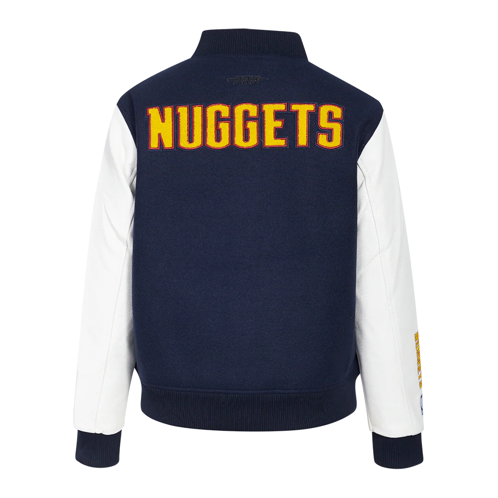 NBA DENVER NUGGETS CLASSIC WOMEN'S WOOL VARSITY JACKET (MIDNIGHT NAVY/WHITE) - Image 3