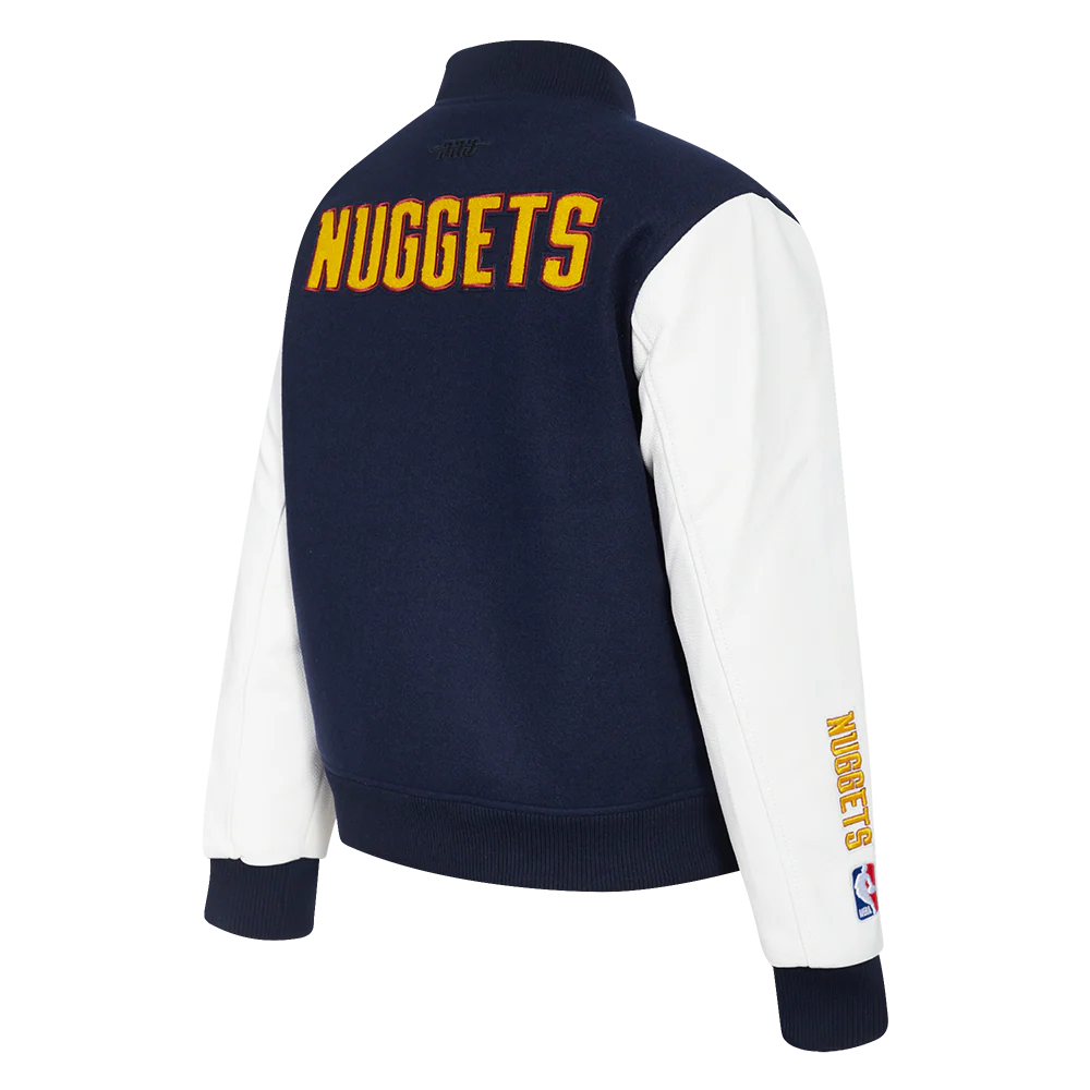 NBA DENVER NUGGETS CLASSIC WOMEN'S WOOL VARSITY JACKET (MIDNIGHT NAVY/WHITE) - Image 4
