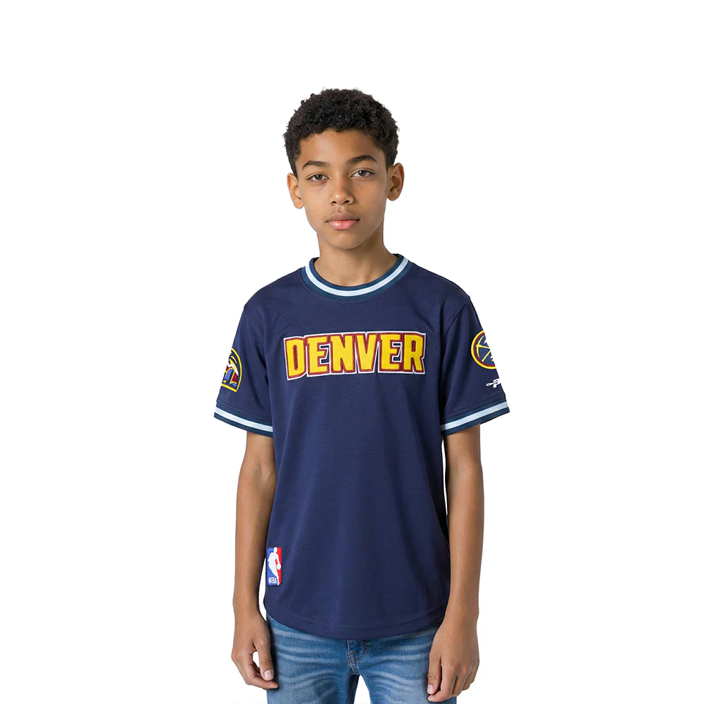 NBA DENVER NUGGETS CLASSIC LITTLE BOYS SHORT SLEEVE STRIPED RIB TEE (MIDNIGHT NAVY)