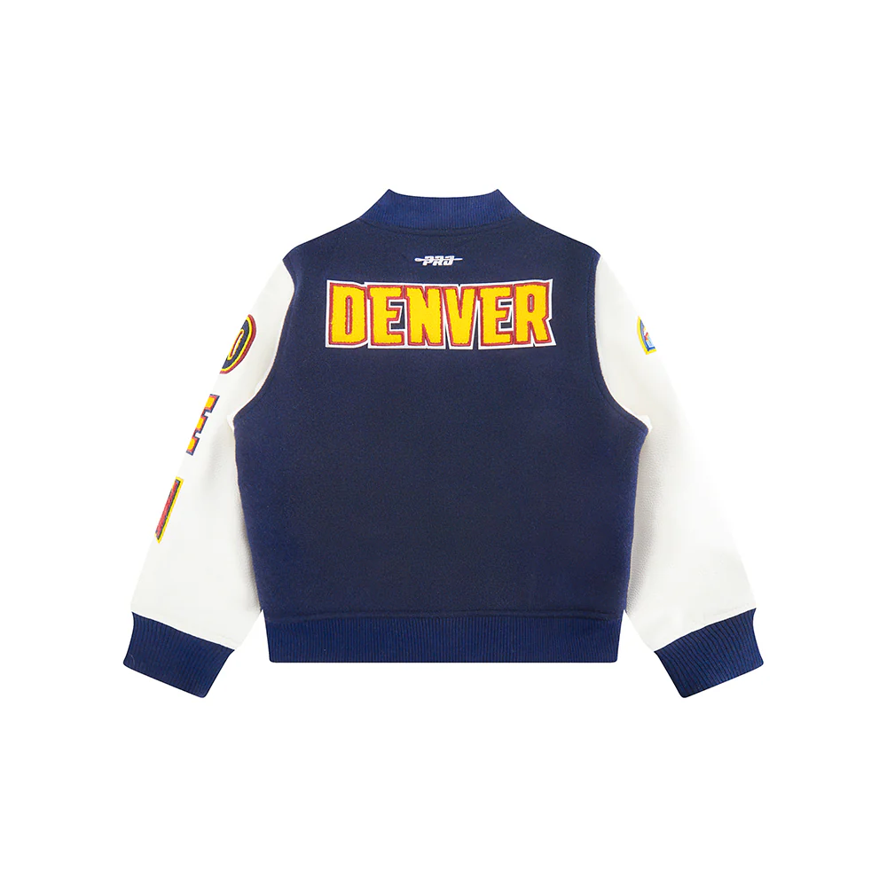 NBA DENVER NUGGETS CLASSIC LITTLE BOYS WOOL VARSITY JACKET (MIDNIGHT NAVY/WHITE) - Image 4
